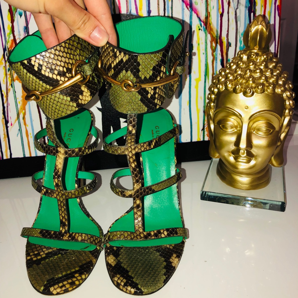 Gucci Rsula Python Heels Rare! Gem